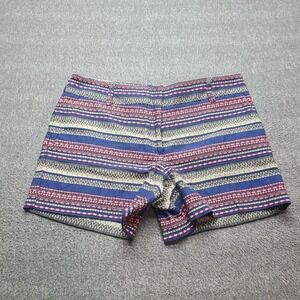 LOFT Riviera Shorts Womens 6 Blue Pink New Striped Woven Textured Summer